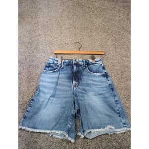 Good American Womens Denim Shorts Distressed Frayed Hem Blue Size 4 27